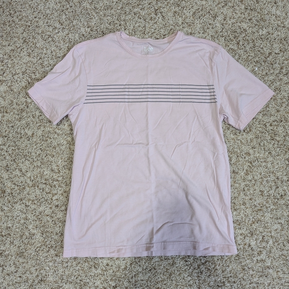 Lee Men's Soft Pink Tee with Stripes - Picture 1 of 1